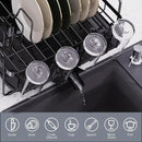 Runnatal Large Dish Drying Rack with Drainboard Set, Dish Rack, Extendable Dish Rack, Utensil Holder, Cup Holder, Expandable Dish Drainer for Kitchen Counter by CozyNest Decor