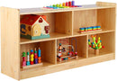 Montessori Shelf, 47-1/4" L Toy Shelf, Toy Storage Organizer with 2-Layer Bookshelf, 5-Section Wooden Storage Cabinet, Bookshelf for Kids Rooms, Playroom, School, Nursery by TinyTreasures Baby Boutique
