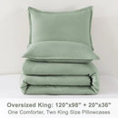 Litanika Oversized King Comforter Set 120x98, 3 Pieces Sage Green Lightweight Solid Bedding Set, All Season Fluffy Bed Set Quilt Blanket (1 Comforter & 2 Pillowcases) by CozyNest Decor