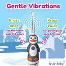 brush-baby WildOnes Kids Electric Rechargeable Toothbrush Penguin, 1 Handle, 3 Brush Heads, USB Charging Cable, for Ages 0-10 (Penguin) by TinyTreasures Baby Boutique