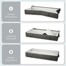 2-Pack Under Bed Storage, 6 Inches Tall Closet Organizers and Storage Bins with Sturdy Sidewalls/Bottom/4 Handles, Black by CozyNest Decor
