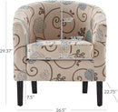 BELLEZE Living Room Chair, Linen Round Accent Barrel Chair, Club Tub Sofa Chair for Bedroom, Corner Chair with Flared Legs and Cozy Soft Padding - Highland (Floral Print) by CozyNest Decor