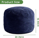 HIGOGOGO Round Stuffed Pouf Ottoman, Corduroy Poufs with Foam Chunk Filling, Furry and Fluffy Pouf Foot Stool Storage Ottoman, 20 X 15 Floor Poufs Foot Rest for Living Room, Navy by CozyNest Decor