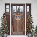 Interchangeable Seasonal Welcome Sign Front Door Decoration with 4 Seasonal Wreaths and LED Light, Rustic Round Wood Wreaths Wall Hanging Outdoor, Farmhouse Front Door Decoration Home Décor by CozyNest Decor