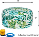 FUNHOME Inflatable Outdoor Ottoman with Air Pump,20"x9" Portable Patio Pouf,Water Resistant,Fade-Resistant,Round Blow Up Footrest Stools for Home Garden Camping Travel(Palm Leaf) by CozyNest Decor