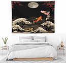 Houselerax Koi Fish Tapestry, Japanese Style Yin Yang Big Wave Cherry Blossom Tapestries Wall Hanging for Bedroom Living Room Office Decor 80"x60" by CozyNest Decor