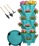 Vertical Planter 6 Tier Stackable Planters Garden Planters Strawberry Herb Flower and Vegetable Planter Indoor Outdoor Gardening Pots with Removable Wheels and Tools by GreenHaven Gardens