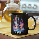 Personalized Electric Guitar Mug 11oz 15oz, Custom Choose Name Coffee Cup, Customized Rock Music Themed Black Mug, Gift For Musicians, Electric Guitar Ceramic Cup With Cosmic Design by CozyNest Decor