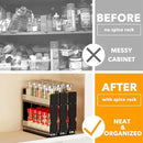 SpaceAid Bamboo Pull Out Spice Rack Organizer for Cabinet, Heavy Duty Slide Out Seasoning Kitchen Pantry Sliding Vertical Organization, 7.6" Wide, 3 Drawers(2" Wide), 2-Tier, Black by CozyNest Decor