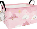 FANKANG Storage Bins, Nursery Hamper Canvas Laundry Basket Foldable with Waterproof PE Coating Large Storage Baskets for Kids Boys and Girls, Office, Bedroom, Clothes,Toys(Rec-pink cloud ） by TinyTreasures Baby Boutique