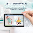 Babysense 5.5" Full-HD Split-Screen Baby Monitor, 1080p Video Baby Monitor with Camera and Audio, 3 Cameras with 6-Color RGB Night Light, 1000ft Range, Two-Way Audio, 4X Zoom, Large Battery by TinyTreasures Baby Boutique