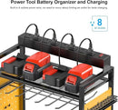 CCCEI Garage Power Tools Organizer Cart with Charging Station, Black Floor Standing Rolling Drill and Tools Battery Storage Cart on Wheels. Yellow Utility Rack Gift for Men, Husband, Father. by GreenHaven Gardens