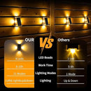 KINKAI Outdoor Solar Lights - 6 Pack Fence Lights Solar Deck Light Outdoor Wall Light with 11 Lighting Modes for Outside Garden Stairs Pool (Warm Light) by GreenHaven Gardens