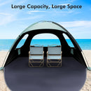 WhiteFang Beach Tent Anti-UV Portable Sun Shade Shelter for 3/4/6/8 Person, Extendable Floor with 3 Ventilating Mesh Windows Plus Carrying Bag, Stakes and Guy Lines by TinyTreasures Baby Boutique
