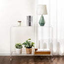 MyGift Premium 15mm Clear Acrylic Entryway Console Table with Bottom Display Shelf, 2 Tier Living Room Sofa Back Storage Shelves Modern Luxury Home Decor by CozyNest Decor