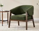 Mid-Century Modern Accent Chairs Set of 2, Comfy Barrel Armchairs with Wide Seat, Upholstered Lounge Chairs with Walnut Wood Legs for Living Room/Bedroom/Reading Corner, Linen Fabric, Deep Green by CozyNest Decor