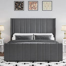 HOMBCK Full Bed Frame with Headboard, Upholstered Platform Bed Full Size with Velvet Headboard & Footboard/Vertical Channel Tufted/Wooden Slats/Noise Free/No Box Spring Needed/Easy Assembly, Grey by CozyNest Decor