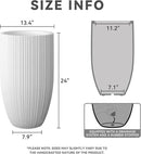 Kante 24 Inch Tall Round Concrete Planter, Large Indoor Outdoor Plant Pots with Drainage Hole and Rubber Plug, Modern Decorative Garden Pots for Home Patio Porch, Textured White by GreenHaven Gardens