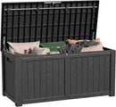 120 Gallon Outdoor Deck Box,Storage Lockable Waterproof Patio Furniture,Garden Tools,Cushions,Pool Accessories Outside Storage Resin Box(Black) by CozyNest Decor
