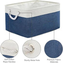 TheWarmHome Collapsible Storage Bin for Shelves - Large 3 Pack 16x12x8 inch Storage Basket for Organizing with Handles, Canves Storage Box for Organizer Toy Closet Cloth Gift (White & Jean Blue) by CozyNest Decor