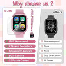 Kids Smart Watch Gift for Girls Ages 3-12, IP67 Waterproof, 32 Puzzle Games, HD Touchscreen Dual Camera Vedio Pedometer Music Player, Kids Watch Toy Birthday Gifts for Girls Ages 5 6 7 8 9 10 (Pink) by TinyTreasures Baby Boutique