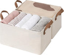 StorageWorks Storage Bins, Shelves Baskets for Organizing, Fabric Closet Organizers with Handles, Metal Frame, Beige（Cotton-linen）, 2-Pack by TinyTreasures Baby Boutique