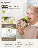 Sippy Cups for Toddlers 1-3, Spill Proof Weighted Straw Cup with Handle for Baby 6 Months + old, 2 Pack, Total 4 Silicone Straws, PPSU, BPA Free, 9 oz (Green) by TinyTreasures Baby Boutique