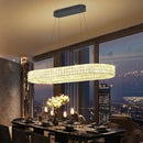 Modern Crystal Chandelier, Dia 40" Rectangular Chandelier for Dining Room,Black Rectangle Crystal Ceiling Light Luxury Oval Chandeliers for Living Room Kitchen Island by CozyNest Decor