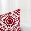 HWY 50 Red Decorative Throw Pillow Covers 18x18 Inch (1 Piece), Embroidered Cotton Farmhouse Cushion Cover Pillow Case for Sofa Couch Living Room Bed, Little Sunflower by CozyNest Decor