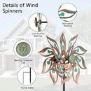 Viveta Metal Wind Spinners Outdoor,Vintage Kinetic Wind Spinner Garden Pinwheels with Metal Stake for Patio,Lawn,Garden,59 * 13.4 Inch by CozyNest Decor