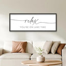 SRSZHIYUE Relax You're On Lake Time Wall Decor Above Bed Sign 40"×15" for Lake House Bedroom Over Bed Large Wood Framed Hanging Art (Black) by CozyNest Decor