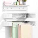 Wall Mounted Drying Rack with 4 Hooks and Shelf, Foldable Clothes Drying Rack for Laundry Room, Collapsible Laundry Rack Wall Mount, for Indoor Outdoor Hanging Clothes, 23.6 Inch by CozyNest Decor