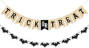 Uniwish Trick or Treat Burlap Banner Halloween Decorations for Mantel Fireplace Glitter Bat Garland Bunting Home Wall Decor Halloween Party Supplies by CozyNest Decor