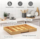 Lifewit Utensil Organizer for Kitchen Drawer, Expandable Cooking Utensil Tray, Bamboo Cutlery Silverware Flatware Holder, Adjustable Spatula Tools and Gadgets Storage Divider, Large, Natural by CozyNest Decor