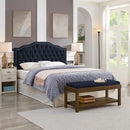 24KF Upholstered Button Tufted Queen Headboard with Nailhead Trim, Elegant Boucle Fabric Full headboard, 6031-Q-Boucle-Navy by CozyNest Decor