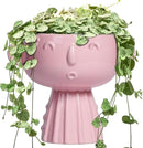 Face Pots for Plants - 7 Inch Ceramic Face Planters Pots Head for Indoor Outdoor, Small Funny Succulent Planters with Drainage Hole, House Room Apartment Decor, Gifts for Women, Bright Pink by GreenHaven Gardens