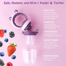 Baby Solids/Frozen Fruit Feeder Pacifier, Infant Teether Toy 4M+, BPA-Free Silicone Pouch & Nipple, Safely Introduce Solids, Teething Relief, 2-Pack (Bear - Purple Pink White, S/M/L) by TinyTreasures Baby Boutique