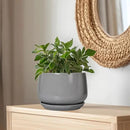 G EPGardening Ceramic Plant Pots - 9 Inch Modern Round Planter with Drainage and Plant Saucer for Indoor Outdoor Flower, Apartment Decor, Birthday Gifts, Grey by GreenHaven Gardens