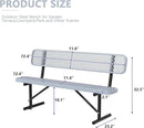 Heavy Duty Park Bench with Back Portable Frame, Outdoor Steel Bench with Backrest, Outdoor Park Bench Expanded Metal Mesh Bench for Lawn, Park, Deck, Garden, Patio, Porch, Black (Gray, 8FT) by GreenHaven Gardens
