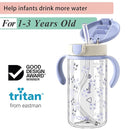 Evorie Tritan Spill Proof Toddler Straw Sippy Cup, 10 oz for Baby and Toddlers 1-3 Years Old, No Spill Straw Water Bottle with Removable Handles, Ideal for School, BPA-Free, Blue Rabbit by TinyTreasures Baby Boutique