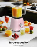 Professional Blender For Smoothies, 58 Oz Glass Jar, Glass Blender Including Puree & Crush Ice Functions, 750 Watts, B02 (Macaroon Pink) by TinyTreasures Baby Boutique