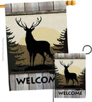 Welcome Deer Garden House Flags Set Animals Wildlife Outdoor Bear Wolf Pet Nature Farm Animal Creature Small Decorative Gift Yard Banner Double-Sided Made In USA 28 X 40 by GreenHaven Gardens