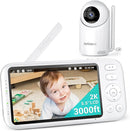 2K Video Baby Monitor with Camera and Audio, 3000ft Long Range Baby Monitor No WiFi 5.5" FHD Screen ANC Baby Camera Wireless, Feeding Clock, Night Vision, 2-Way Talk, AI Cry Detect, 6000mAh by TinyTreasures Baby Boutique