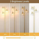 Gold Floor Lamp, Dimmable Tree Floor Lamps for Living Room Brass Tall Standing Lamp with 3 Rotatable Lights Glass Shade 66.5'' Modern Corner Lamp for Bedroom Office(3LED Bulbs Included) by CozyNest Decor