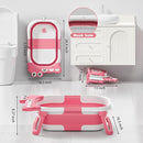 Collapsible Baby Bathtub for Newborn, Foldable Baby Bath Tub with Thermometer & Soft Floating Cushion & Drain Hole, Portable Travel Infant Bath Tubs for Newborns to Toddler 0-36 Months Girl, Pink by TinyTreasures Baby Boutique