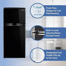 RecPro 4.4 Cu Ft 12V RV Refrigerator with Freezer | Frost-Free, Black Finish | Adjustable Shelves, Reversible Door, Built-In Lock | Off-Grid Camper Fridge | 19.5”W x 23.5”D x 43.5”H by CozyNest Decor