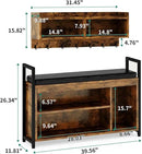 YITAHOME Coat Rack Shoe Bench Set, Wall Coat Rack with Shoe Storage, Industrial Entryway Shoe Bench with Coat Rack, 2 Storage Cubbies with Lip Top for Entryway, Hallway, Rustic Brown by CozyNest Decor