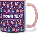 Personalized Mug for Kids - Princesses - Custom Name/Text, Ceramic Hot Chocolate/Cocoa/Coffee Cup for Girls, Birthday/Christmas/Holiday Gift - 11 oz, Pink Handle by TinyTreasures Baby Boutique