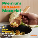 Riveira Teak Wooden Spoons for Cooking Set of 9 – Natural Teak Wooden Cooking Utensils, Wooden Spatula, Wooden Spoon - Premium Quality Wooden Utensil Set for Non-Toxic Cooking by CozyNest Decor