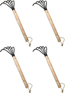 Garden Guru Hand Rake Cultivator Claw Soil Tiller - Military Grade Steel - Rust Resistant - 5 Tine Japanese Ninja Claw - Comfortable Wood Handle - Perfect Pulverized and Aerated Soil (4 Pack) by GreenHaven Gardens